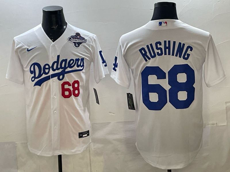 Men Los Angeles Dodgers #68 Rushing White Game 2026 Nike MLB Jersey 005